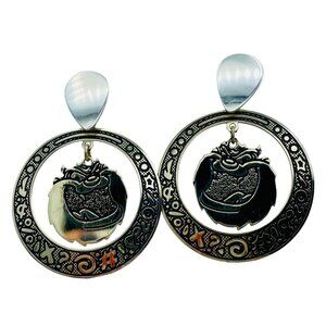 Warner Brothers 1.5” Sterling Silver Looney Tunes Tasmanian Devil Earrings '94